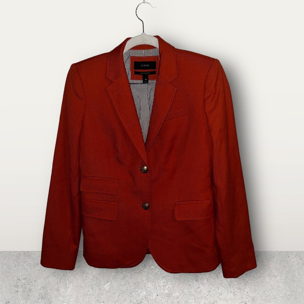 MINT $198 J.Crew Womens burnt Orange Wool Schoolboy Blazer Size 00